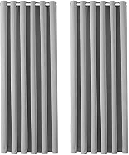Aspire Homeware Blackout Curtains for Bedroom - Light Grey Curtains Eyelet Super Soft Thermal Insulated Living Room Curtain Drapes with Tiebacks 46 x 54 Inch 2 Panel