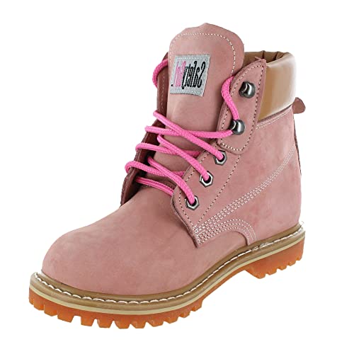 Women’s Work Boots | Waterproof Leather Work Boots for Women | Oil & Slip-Resistant Soft Toe Boots for Women | Premium Nubuck Leather | Lightweight and Comfortable | Pink Leather - 10.5M