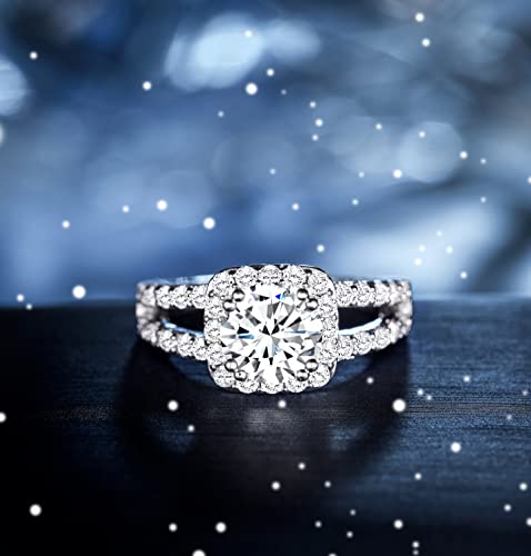 TIGRADE 2CT Wedding Band for Women Cubic Zirconia Engagement Ring Bridal Halo CZ Promise Anniversary Ring Size 3-122