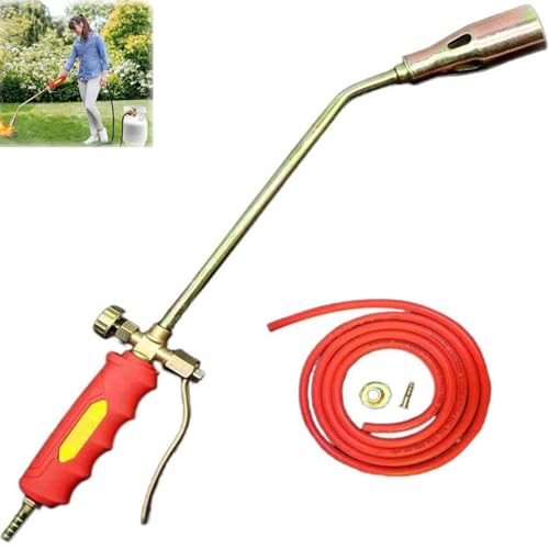 Kit de quemador de malezas de propano portátil con manguera, soplete de soplado de alta salida para jardín, techo, hielo, nieve (30 mm de diámetro, tubo de gas de 1,2 m)