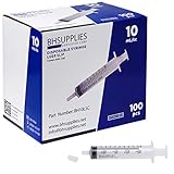10ml Sterile Luer Slip Tip Syringe - with Covers -100 Syringes by BH Supplies (No Needle)...