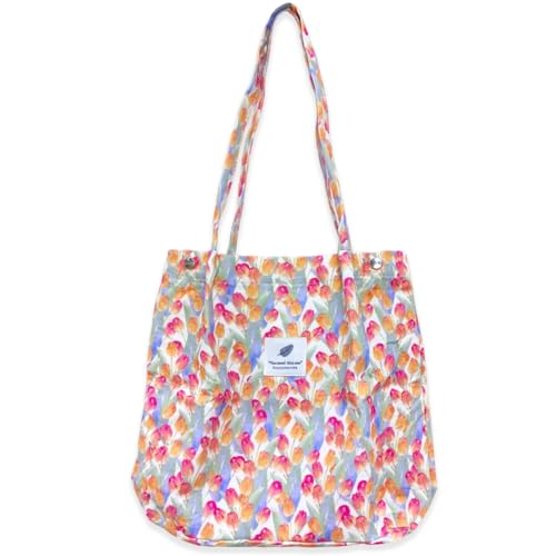 Bikasun Groß Umhängetasche Damen Cord Schultertasche Strandtasche Cord Tasche Crossbody Tasche Shopper Tote Bag Einkaufstasche Handtasche Shopper für Arbeit Einkaufen Schule Tulpen Bikasun Groß Umhängetasche Damen Cord Schultertasche Strandtasche Cord Tasche Crossbody Tasche Shopper Tote Bag Einkaufstasche Handtasche Shopper für Arbeit Einkaufen Schule Tulpen