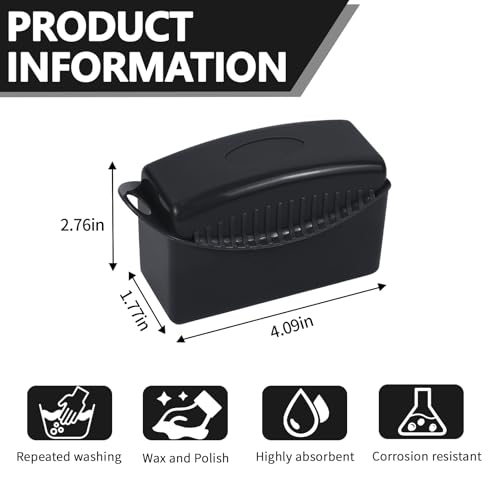 Image of 2PCS Tire Dressing Applicator, Car Tire Applicator Dressing Shine Sponge, Reusable Tire Dressing Applicator Pads with Lid, Wheel Applicator Foam for Car Detailing Cleaning (Black)