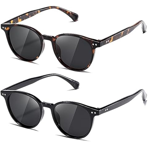 kimorn Polarized Sunglasses for Women and Men Retro Trendy Sun Glasses 90’s Vintage Round Frame K1515 (Tortoise/Grey+Black/Grey) Cover
