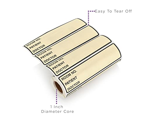 Image of Carstens Patient I.D. Adhesive Medical Chart Labels for 1.5 inch - 4 inch Ring Binder Spines - Pre-Printed Sticker Labels (Room No. / Patient /Doctor), 5 3 /8 inch x 1 3 /8 inch, Tan, Roll of 200