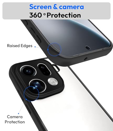 Image of KAPAVER Essential Back Cover Case Compatible with Oppo Find X9 Pro (PC+TPU) (Oppo Find X9 Pro - Black)