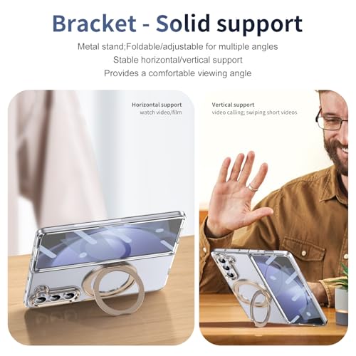 Coque Samsung Galaxy Z Fold 5 pour visionner vos vidéos avec anneau de support doré - 6