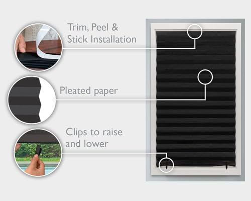 Redi Shade No Tools Original Blackout Pleated Paper Shade Black, 48 in x 72 in, 6 Count (Pack of 1)