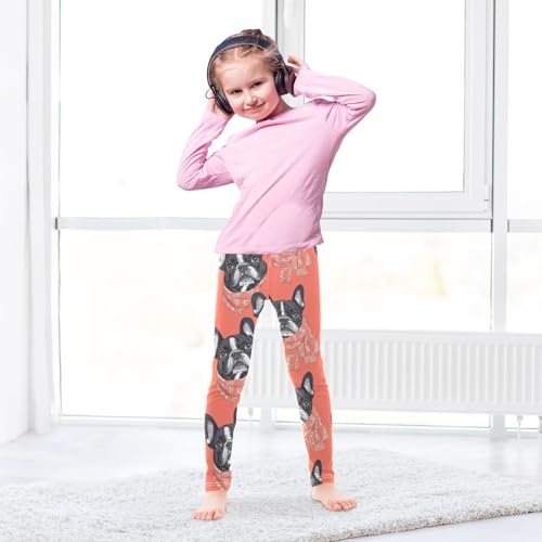 Dog Red Scarf Girls Leggings,Workout Leggings for Girls Toddler Athletic Legging Size for 3-10T4