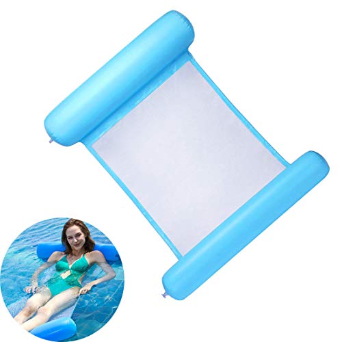 USUNO Inflatable Pool Float Hammock, Outdoor Floating Swing Chair, Foldable Swimming Recliner Backrest