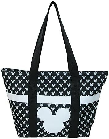 Disney Tote Mickey & Minnie Mouse Icon Print Zipper Travel Bag (Black Polka) - Image 4