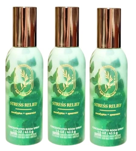 Bath and Body Works Concentrated Room Spray 1.5 oz each - Pack of 3 - Packaging May Vary (Eucalyptus Spearmint)
