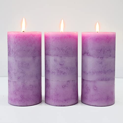 Crystal Club Lavender Scented Pillar Candles, Set Of 3 Tall 3X6 Inch Candles Rustic Purple, Clean Burning And Dripless Candle Lights, For Home Decor, Wedding, Party Decorations Lilac Candle #TOP7