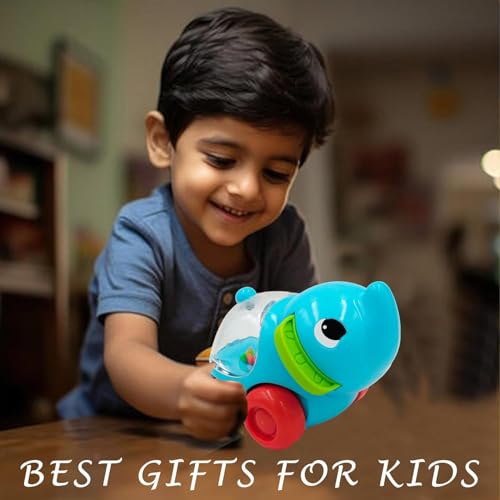 Image of ToyBharat Pop Pop Elephant Free Wheel Toy Features Vibrant Multicolour Designs and Smooth Battery-Free Rolling Action. Perfect for Kids Ages 1 to 6, Encouraging Activity