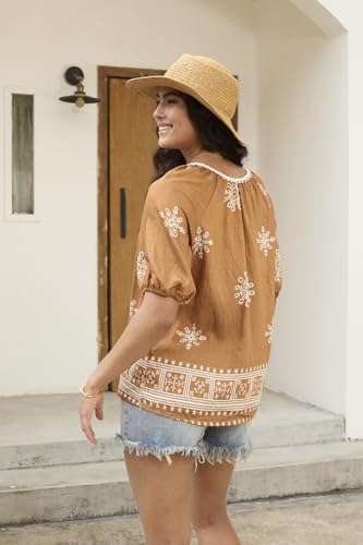 Summer Womens Spring Tops for Women Casual V Neck Half Short Sleeve Boho Blouses Shirts Flowy Vacation Clothes2