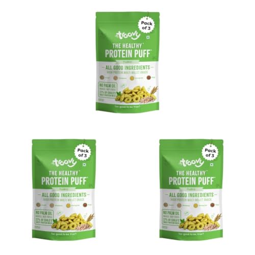 Image of Troovy Healthy High Protein Puffs | Pudina Flavoured | No Palm Oil, Cholesterol or Trans Fats | Made with Multiple Millets, Grains and Dal (80gm(Pack of 9))