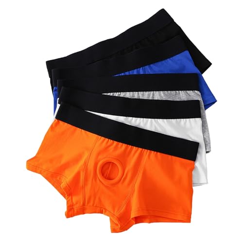 Men Sexy Cotton Open Front Hole Low Waist Underwear Lingerie Panties Boxers Shorts 7