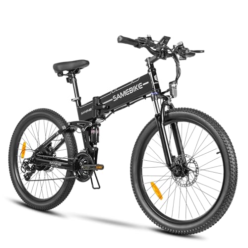 SAMEBIKE LO26-II-YD E-Bike 26 Zoll faltbar, 250W Motor Elektrofahrrad, 100KM Reichweite, StVZO-zertifiziertes Pedelec, Professional 21-Gang Schaltung, IP54 Cityräder für Damen/Herren (Black)