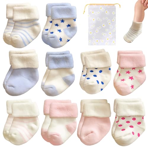 10Paar Babysocken 0-6 Monate Baumwolle Terry Warme Unisex Baby Socken...