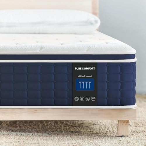 Image of Coolvie Queen Mattress 14 Inch - Medium Plush Euro Top Hybrid Mattress | Cooling Gel Memory Foam, Pocket Springs for Motion Isolation & Pressure Relief, Fiberglass Free Mattress in a Box