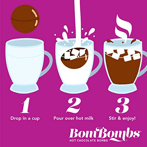Image of BomBombs, Hot Chocolate Bombs, Includes Fudge Brownie and Caramel Candy Cocoa Bombs Filled with Marshmallows, Pack of 5
