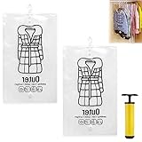 HAGUAN Hanging Vacuum Storage Bags, Reusable Space Saver Vacuum Storage Bags for Clothes, Hanging St