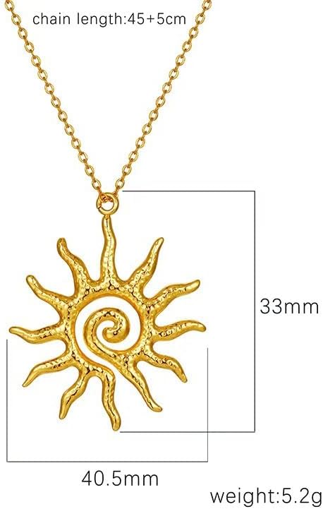 Gold Sun Necklace for Women 18k Gold/Silver Plated Spiral Sunburst Pendant Necklace Boho Style Jewelry - Image 4