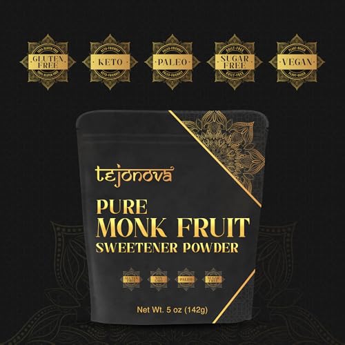 tejonova Monk Fruit Sweetener, 5 oz, Monk Fruit Extract Powder, Monkfruit Sweetener Pure Flavor, Monk Fruit Sweetener No Erythritol, Ideal Monkfruit Sweetner and Keto Sugar Substitute, 460 Servings - Thumbnail 4