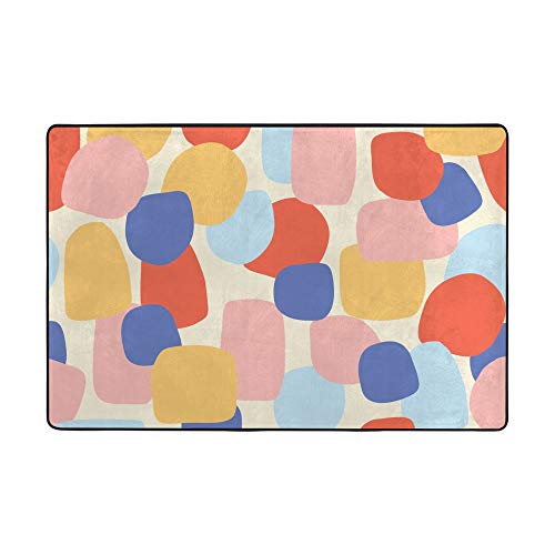 Tapis rectangulaire coloré Ruchen grand modèle robuste pour chambre