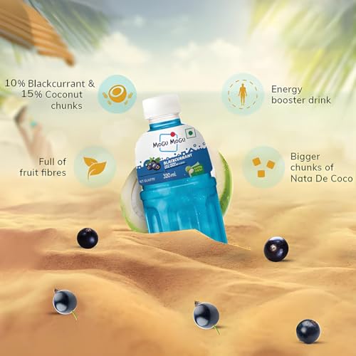 Image of Mogu Mogu Assorted Flavour Juice with Nata de Coco Jelly (Pack of 6), Lychee, Strawberry, Blackcurrant, Melon, Pink Guava & Watermelon, Imported from Thailand