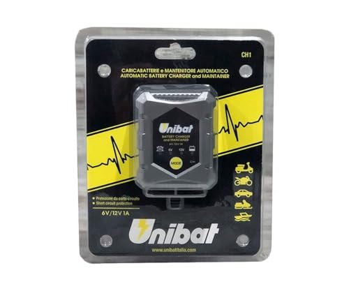 Unibat – Caricabatterie e mantenitore di carica per batterie piombo-acido, Gel e AGM da 6 V e 12 V, 1 A