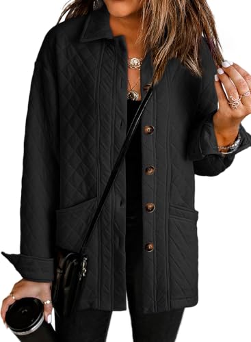 Dokotoo Fall Jackets for Women Casual Summer Spring Light Long Sleeve Quilted Jacket Button Down...