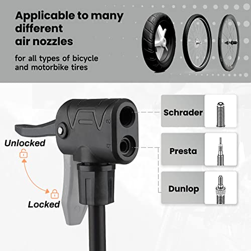 Hycline Bike Floor Pump With Gauge,Bicycle Tire Pump Inflator With High Pressure 160 Psi,Fits Schrader And Presta Valve,Air Pump For Bike Tires Mtb Sports Balls-Black #TOP1