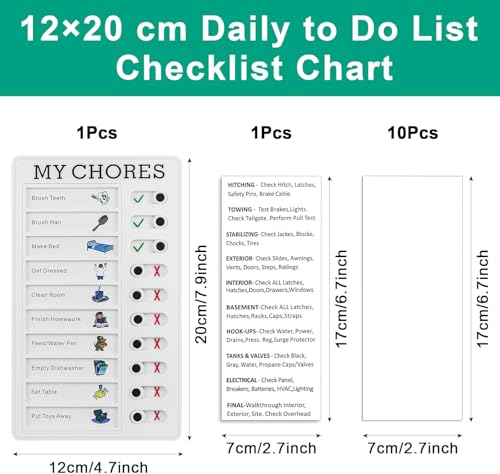 Image of BeFunky Checklist Memo Plastic Boards, Chore Chart for Children, Daily to Do List Checklist Chart, Planner Schedule Reminder, Removable Checklist Board, with 10 Sheets of White Cardboard