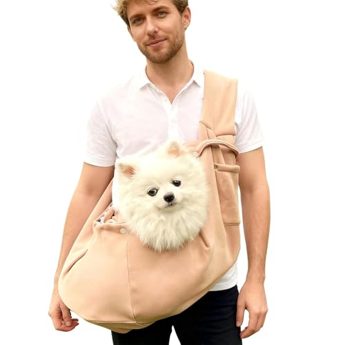 LNSYSNS Sac de Transport Chien, Réversible Sac pour Chat Kaki Petit, Portable Inclinable Porte Chat Ventral, avec Poches et Crochets, Convient aux Animaux...