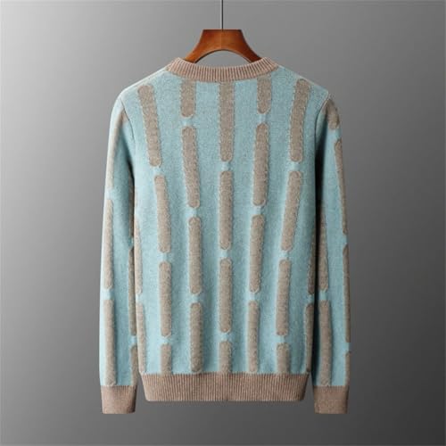 Men's Wool Sweater Round Neck Knitted Striped Thickened Top Long Sleeves Warm Sweaters3