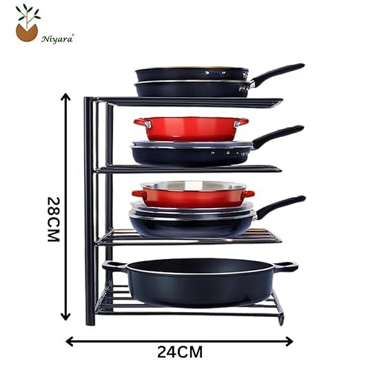 Image of Niyara Iron Metal Heavy Duty Stand 3-Tier Multistorage /Multipurpose Standing Rack, Bathroom Countertop Storage Shelf Cosmetic Organizer Holder Kitchen Spice Rack (Tawa stand)