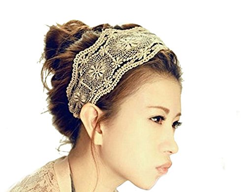 Bocideal - Diadema de encaje para mujer, diseño retro negro negro circumferencia de la cabeza: 52cm~66 cm