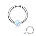 Opal Captive Bead Synthetic Opal Ball 316L Surgical Steel Captive Bead Ring (16g 1/4" 6mm Opal White)