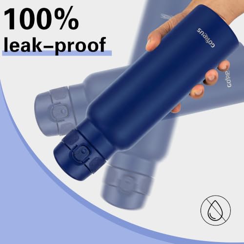 Image of GOPPUS 25 oz Insulated Water Bottle with Direct-Drink Lid,Keep Cold 24H,Leak-Proof Stainless Steel Bottle Ideal for the Gym,Travel,and Outdoor Use,Suitable for Teens and Adults(Ink blue)