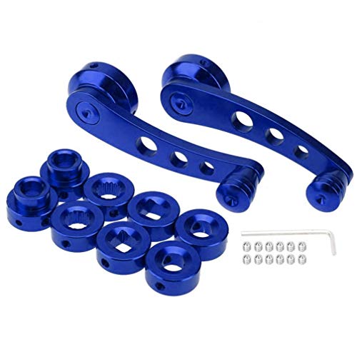 Image of Veemoon 1Set Aluminum Car Window Crank Handle Set Blue Replacement Winders for Manual Windows Includes Adapters Mounting Hardware Fits Vehicles