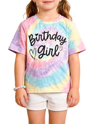 Image of Girls' Birthday Girl Letter Print T-Shirt with Bracelet, Pink, Size 4-12Y, Short Sleeve