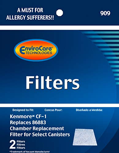 Envirocare Premium Replacement Vacuum Cleaner Filters Made To Fit Kenmore Sears Progressive Cf1, Progressive & Whispertone, Panasonic Vacuum Cleaners, 86883, 86880, 20-86883, 2 Filters #TOP1