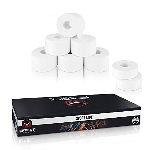 Set de 8 cintas deportivas con adhesivo extra fuerte (2,5 cm/3,8 x 11 m), color blanco