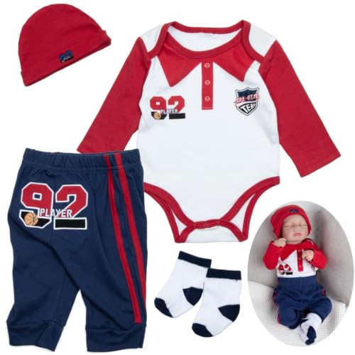 4 Pcs Reborn Baby Doll Clothes Boy Outfits Accessories for 18-22 Inch Reborn Doll Clothes Newborn Baby Clothing Set