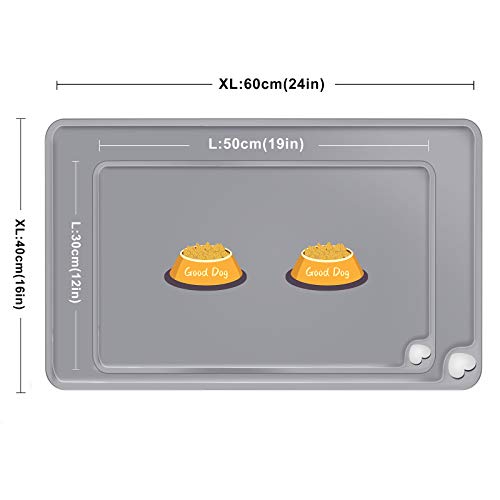 MIDOG Dog Food Mat - Silicone Dog Cat Bowl Mat for Feeding Food and Water - Lifetime Replacement - Washable Non-Slip Mat Waterproof Dog Placemat for Puppy Small Medium Large Pets
