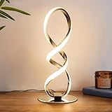 Adebime LED Spiral Bedside Table Lamp, Stepless Dimmable 12W 3000K Warm White, Modern Nightstand Desk Lamp for Bedroom, Living Room​, Sliver