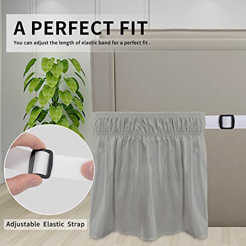 Easy-Going Bed Skirt For Twin Or Full Size Bed, 14 Inch Tailored Drop, Fitted With Adjustable Elastic Belt, Convenient To Use Without Lift The Mattress (Twin/Full, Light Gray) #TOP2