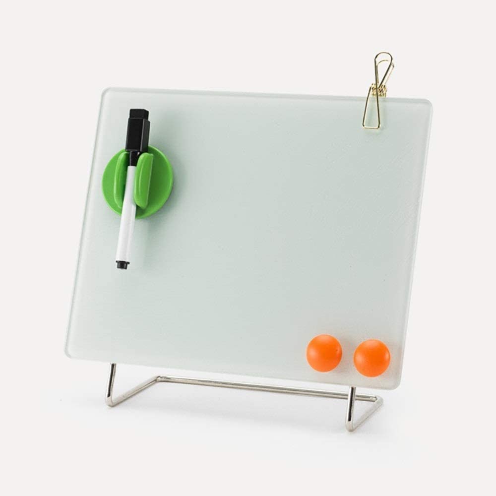 EPANO Tableau blanc magnétique portable en verre effaçable à sec pour l'école, la maison ou le bureau 20,3 x 25,4 cm