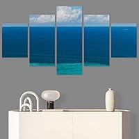 SIGNWIN 5 Panel Canvas Wall Art Beach Blue Coastal Cool Photography Relax/Calm for Home Decorations Ready to Hang - 60